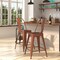 Merrick Lane Stella 24" Metal Indoor-Outdoor Counter Stool with Vertical Slat Back and Integrated Footrest